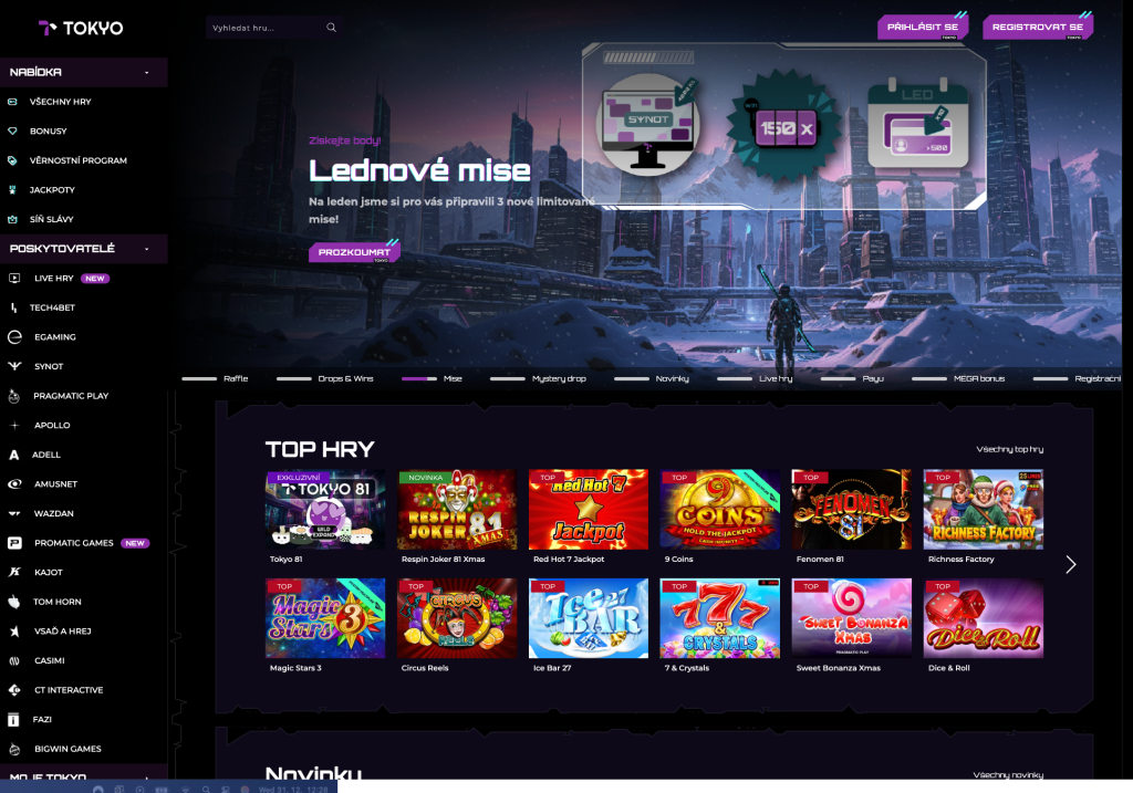 TOKYO czech legal casino - main casino page