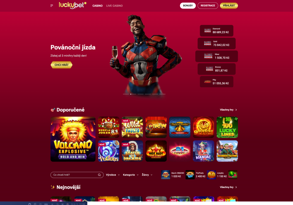 LuckyBet main page, czech legal casino