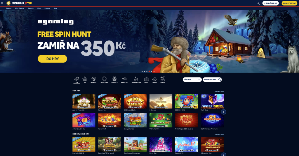 MerkurXtip Czech legal casino main page